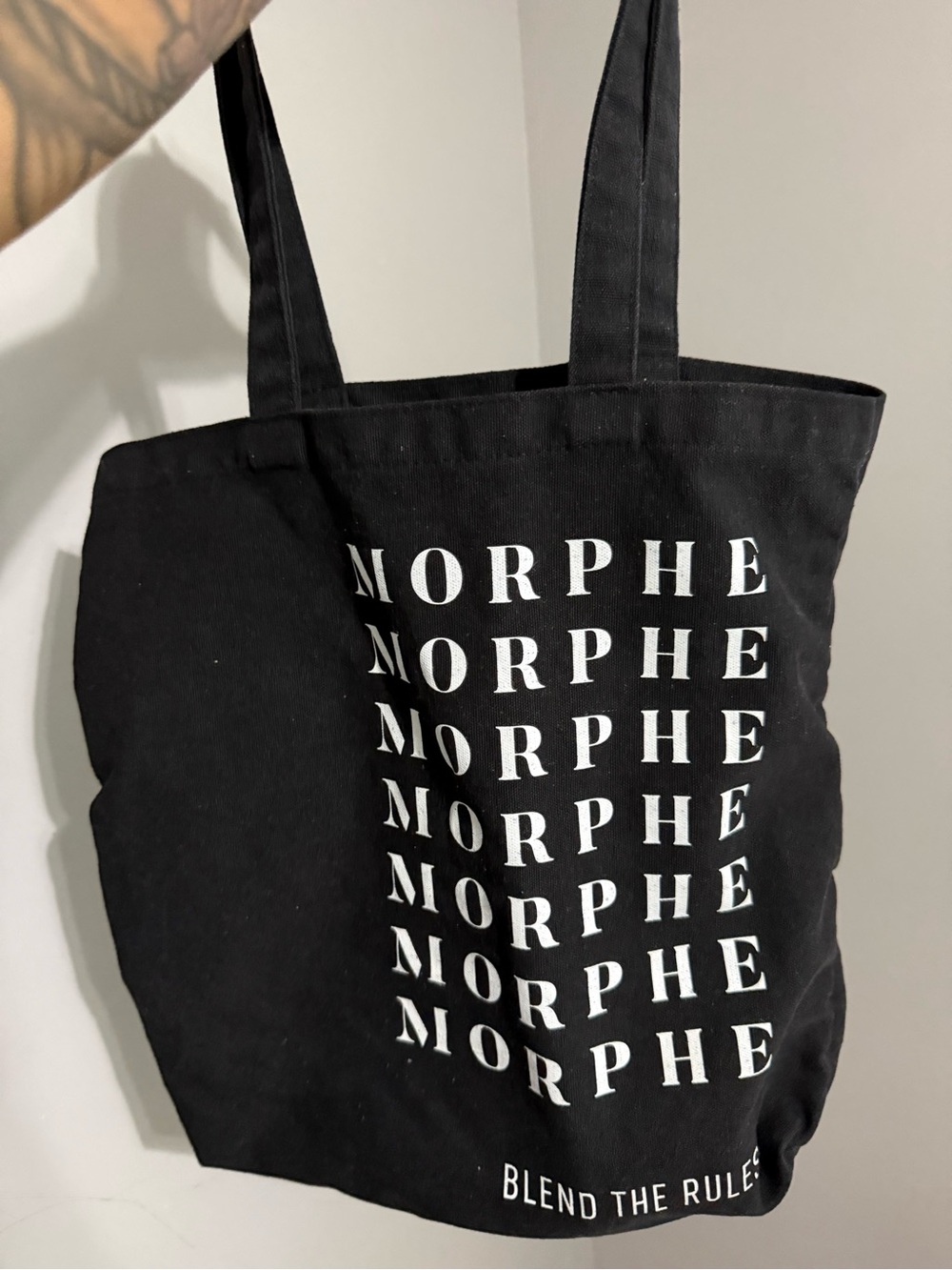 Morphe Black Tote with White Repeat Logo
